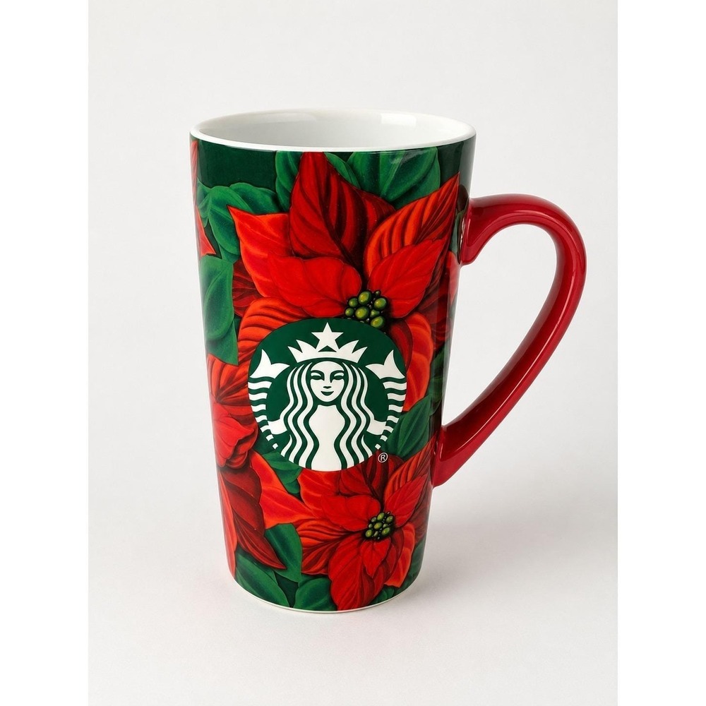 Starbucks 2020 Holiday Poinsettia 16 oz Ceramic Coffee Mug Red Christmas Cup